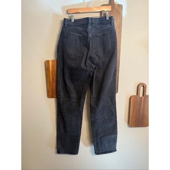 Abercrombie & Fitch Black Denim Long The Dad High-Rise Crossover Jeans Size 27/4 - Picture 2 of 5